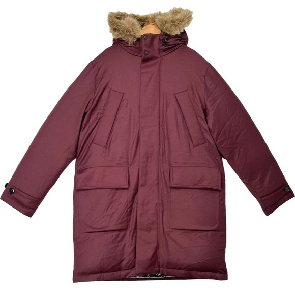 Banana Republic Cima Snorkel Down Parka Coat Mens Sz LT Thigh Length Merlot NWT - Picture 2 of 13